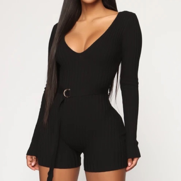 Fashionnova Sweater Romper with Belt - Picture 2 of 3